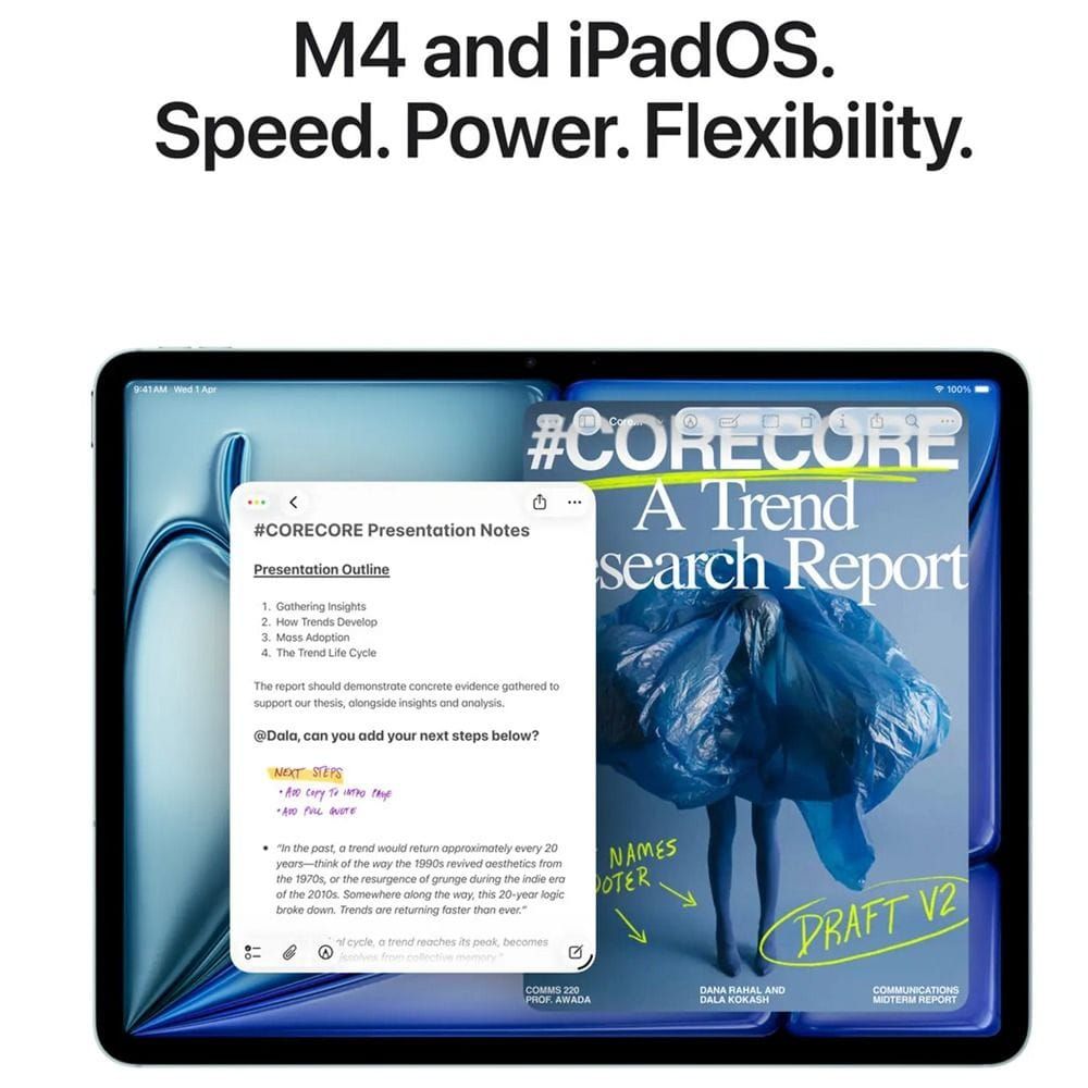 Apple iPad Air 13-inch Wi-Fi + Cellular Tablet, M4 Chip, 128GB Storage, Liquid Retina Display, Apple Intelligence, Touch ID | Space Grey - MH9D4AB/A
