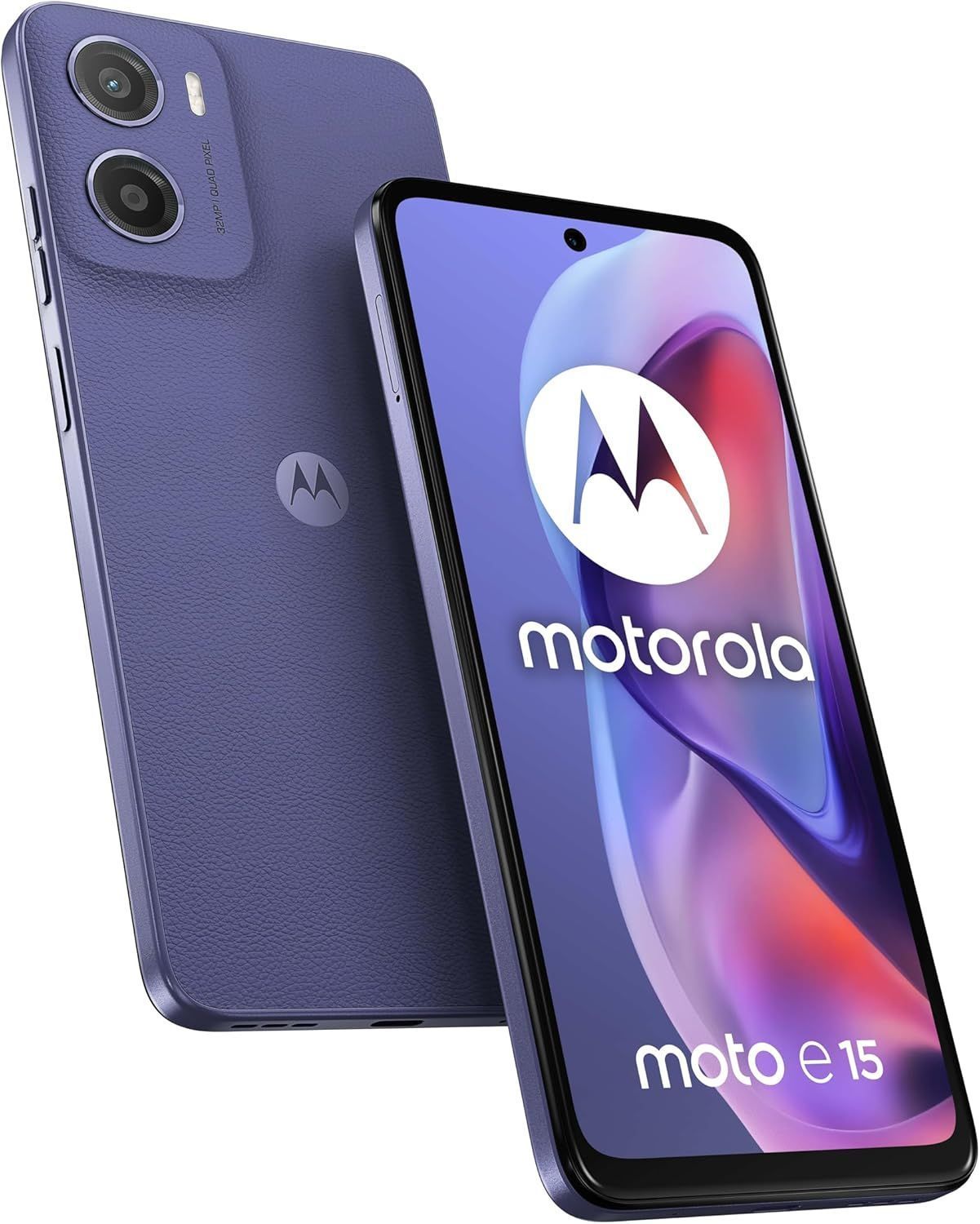 Motorola Moto E15 Dual-SIM 64GB - Unlocked 4G Smartphone in Fresh Lavender-Blue
