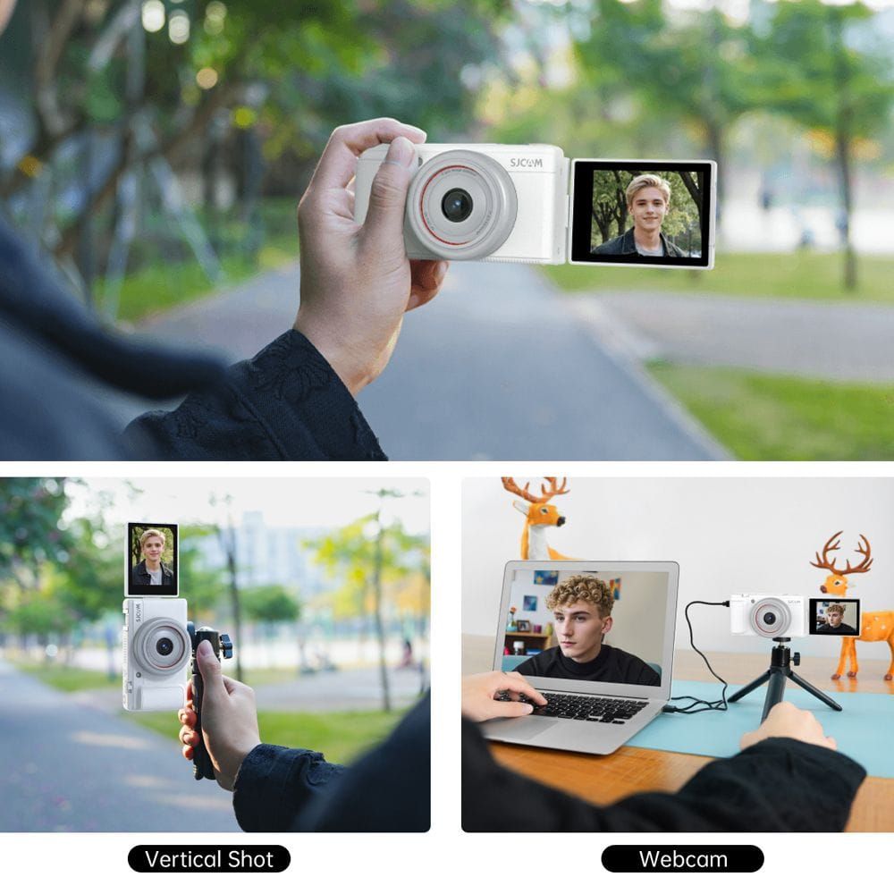 SJCAM ZV200 Digital Camera with 64MP Photos, 5K Video Recording, 18X Digital Zoom, 3.0-Inch Flip Screen & Wi-Fi Connectivity | White - 6972476163425