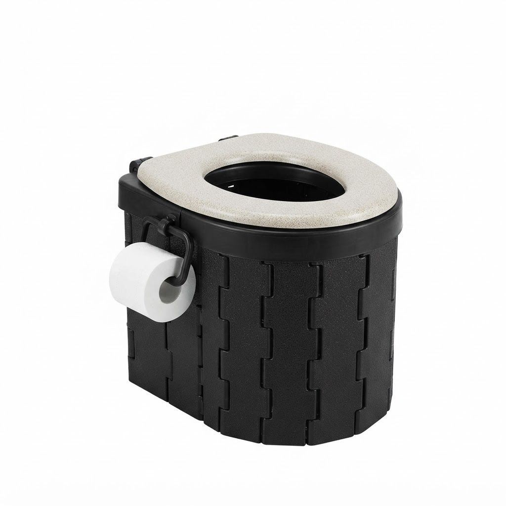 Uniiking Portable Camping Toilet Kit with Pop-Up Privacy Tent, 400 lb Capacity Folding Commode and Portable Waste Bags