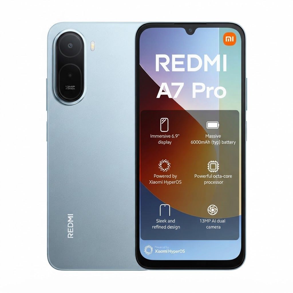 Xiaomi Redmi A7 Pro Smartphone, 4GB RAM, 128GB Storage, Mist Blue, 6.9" 120Hz Immersive Display, 800 Nits Brightness | Mist Blue