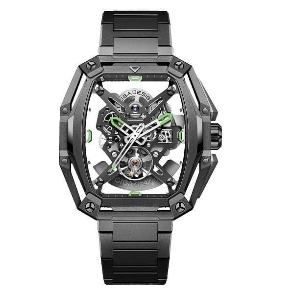 CIGA Design Z Series Grey Hunter Automatic Watch, Tonneau Stainless Steel Case, Transparent Dial, Sapphire Crystal, Grey Steel Bracelet, 30M Water Resistant
