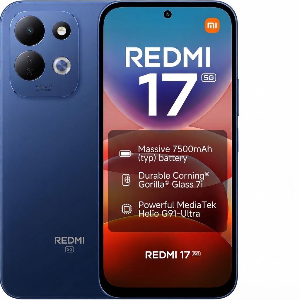 Redmi 17 5G Smartphone, Blue, 6GB RAM, 256GB Storage, 7500mAh Battery, Snapdragon 4 Gen 5 Processor | Blue