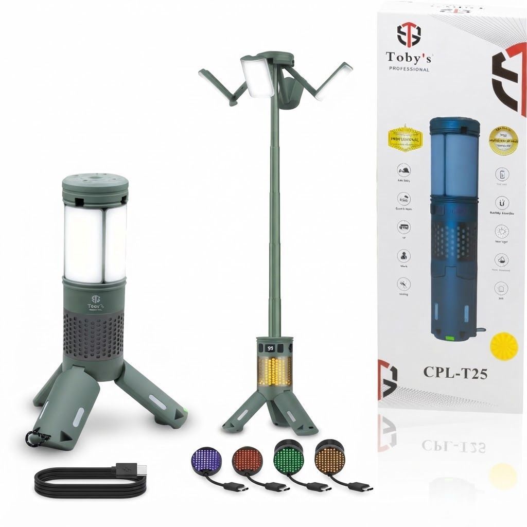 Toby's CPL-T25 Rechargeable Camping Lamp, 4800 Lumens LED Lantern, 7800mAh Battery, Adjustable Height, Portable Work Light