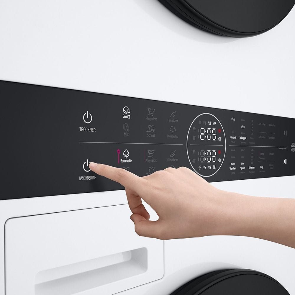 LG WashTower 12/10kg Washer Dryer, AI DD, TurboWash, Heat Pump Dual Inverter, Steam, ThinQ Wi-Fi, 1400 RPM | White - W4W8BVPKWHM.ABWPQLY