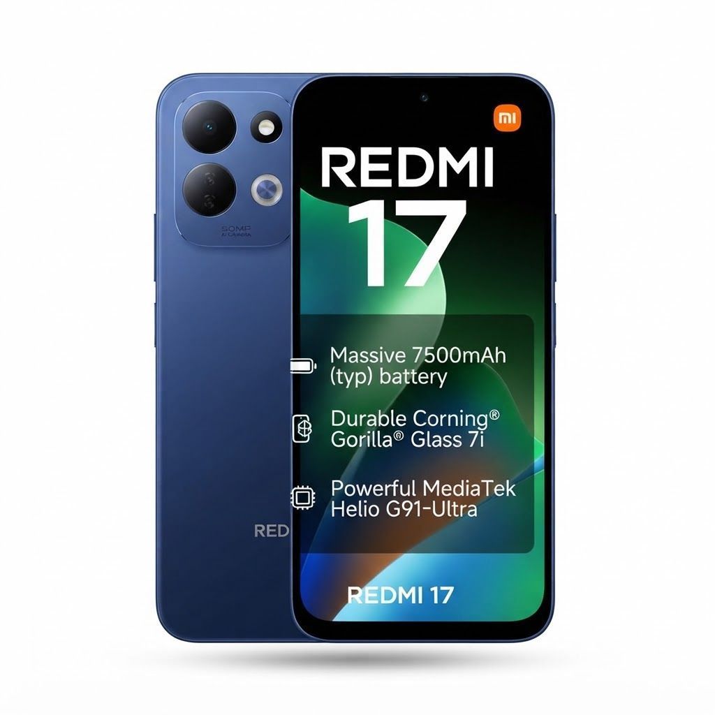 Xiaomi Redmi 17 Smartphone, 4GB RAM, 128GB Storage, Deep Blue, 7500mAh Battery, 6.9" Display, 50MP AI Camera | Deep Blue