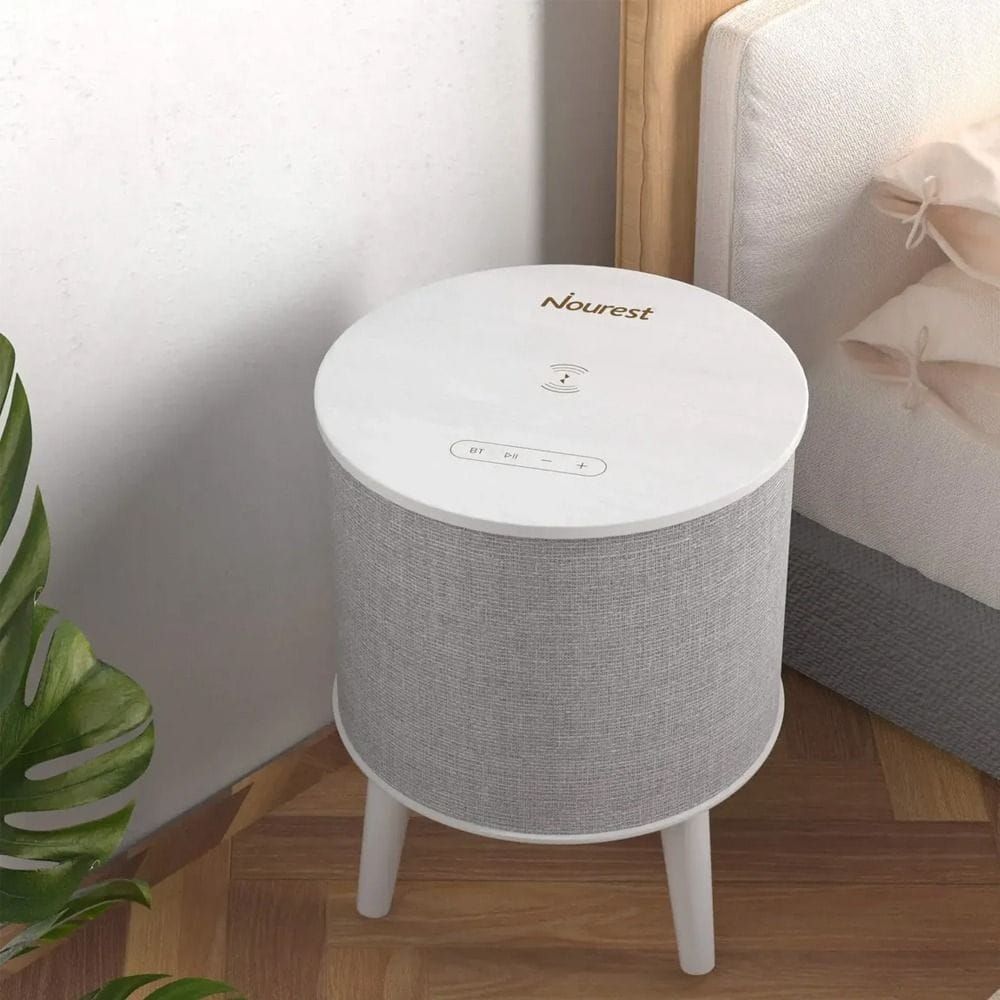 Nourest 4-in-1 Side Table with Inbuilt 70W Bluetooth Speaker - Touch Control, Wireless Charging, TWS Bluetooth Pairing | Grey