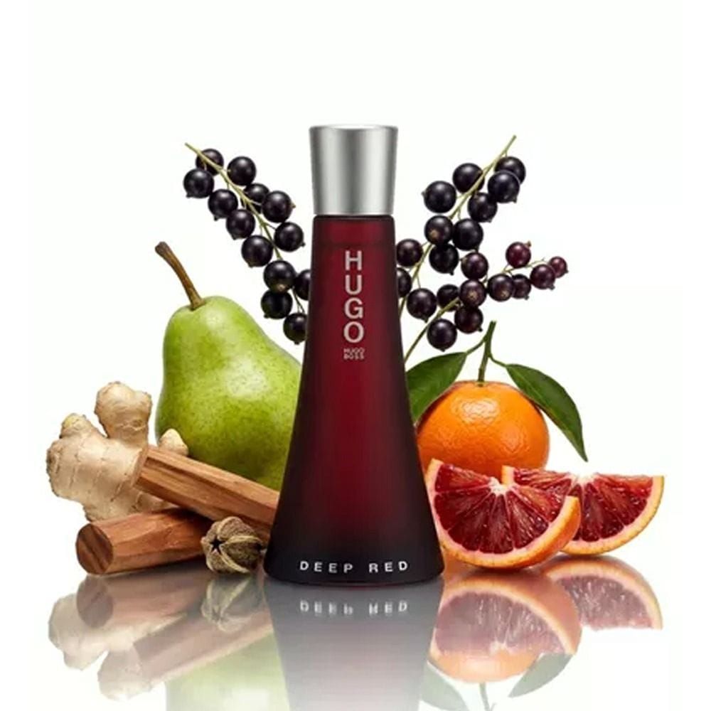 عطر هوغو بوس ديب ريد أو دو بارفان للنساء، عطر زهري فاكهي برائحة البرتقال الأحمر والكشمش الأسود والفانيليا وخشب الصندل - 100 مل