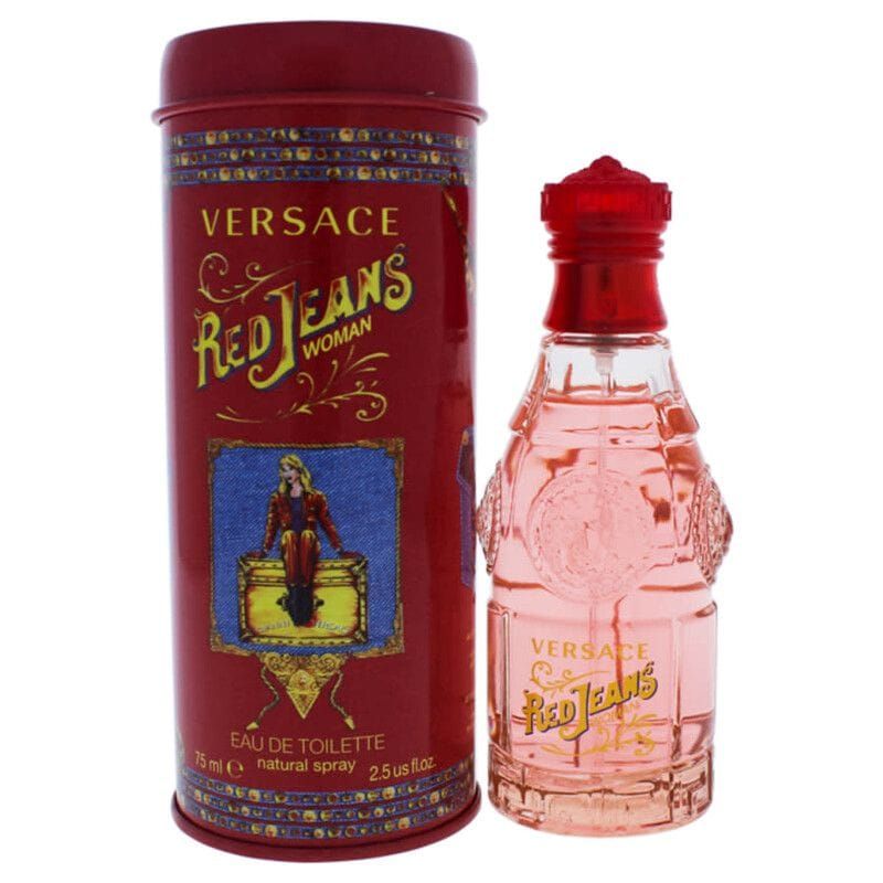 عطر فيرساتشي ريد جينز للنساء، عطر زهري فاكهي برائحة الخوخ والفريزيا والورد والفانيليا وخشب الصندل - 75 مل