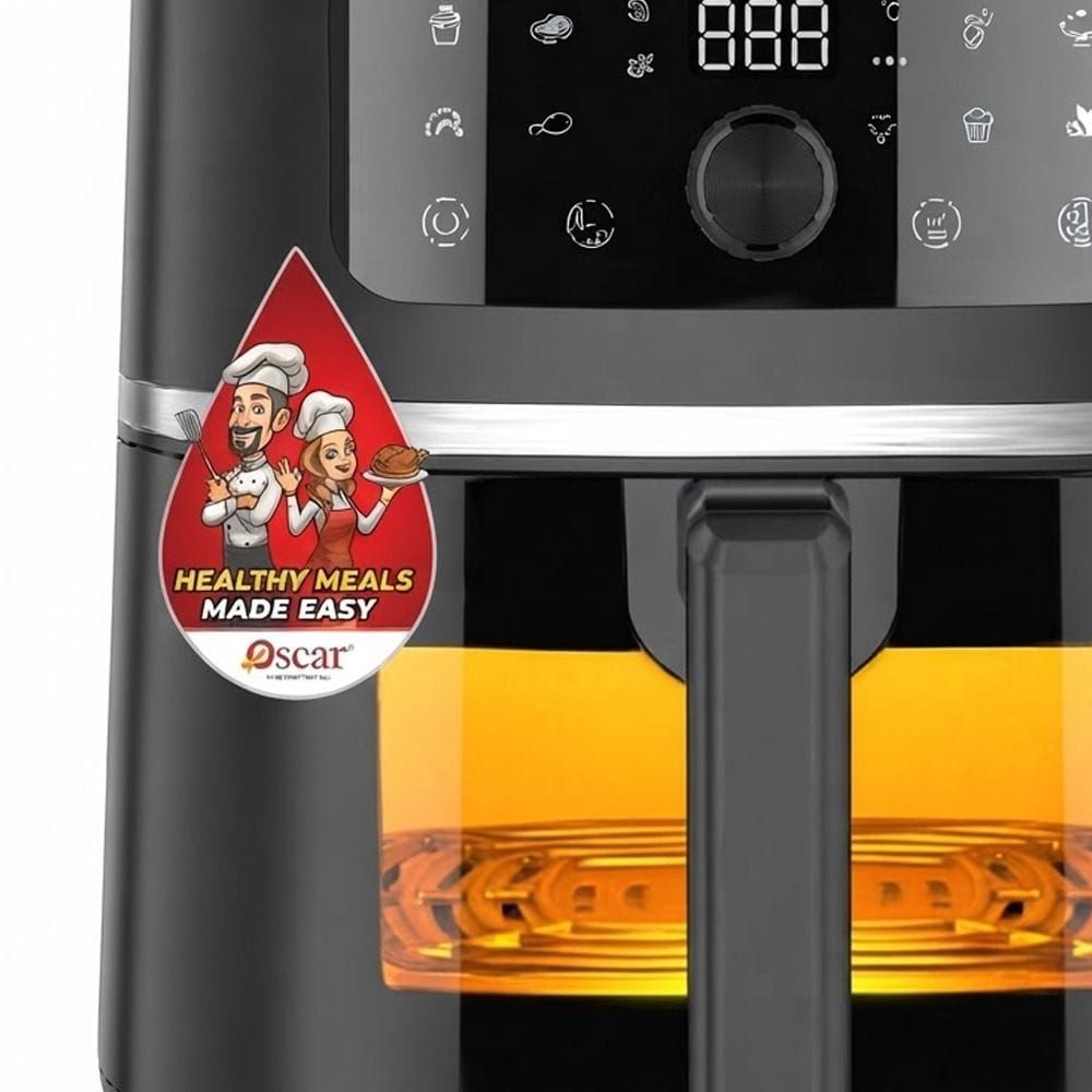 Oscar 6.2L Digital Air Fryer, 1750W, Touch Control, Viewing Window, Non-Stick Detachable Basket | Black - OAF902