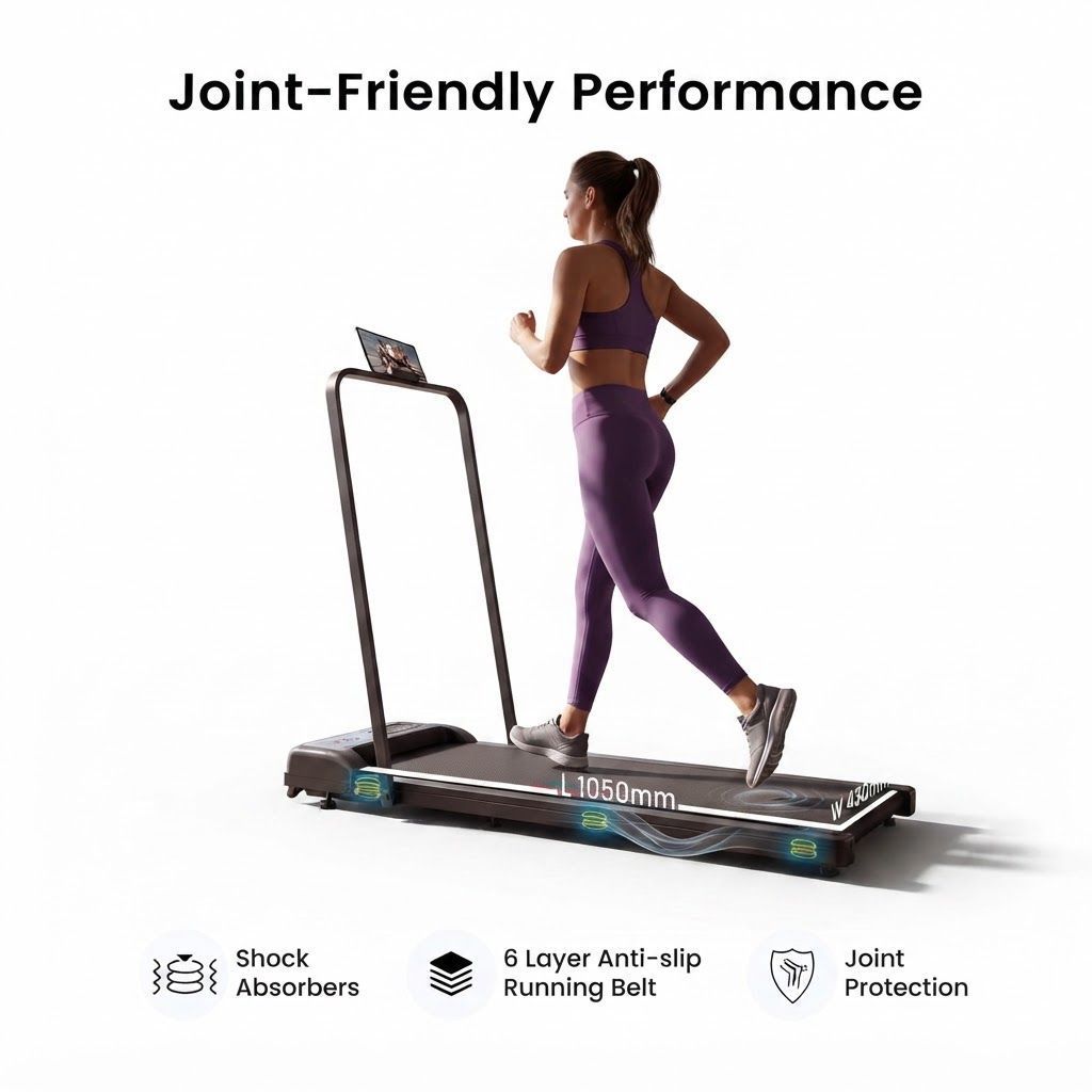 Fitness Walking Pad Treadmill with Handlebar, 1-10km/h Speed, LED Display, Compact Design, 90kg Capacity | Black