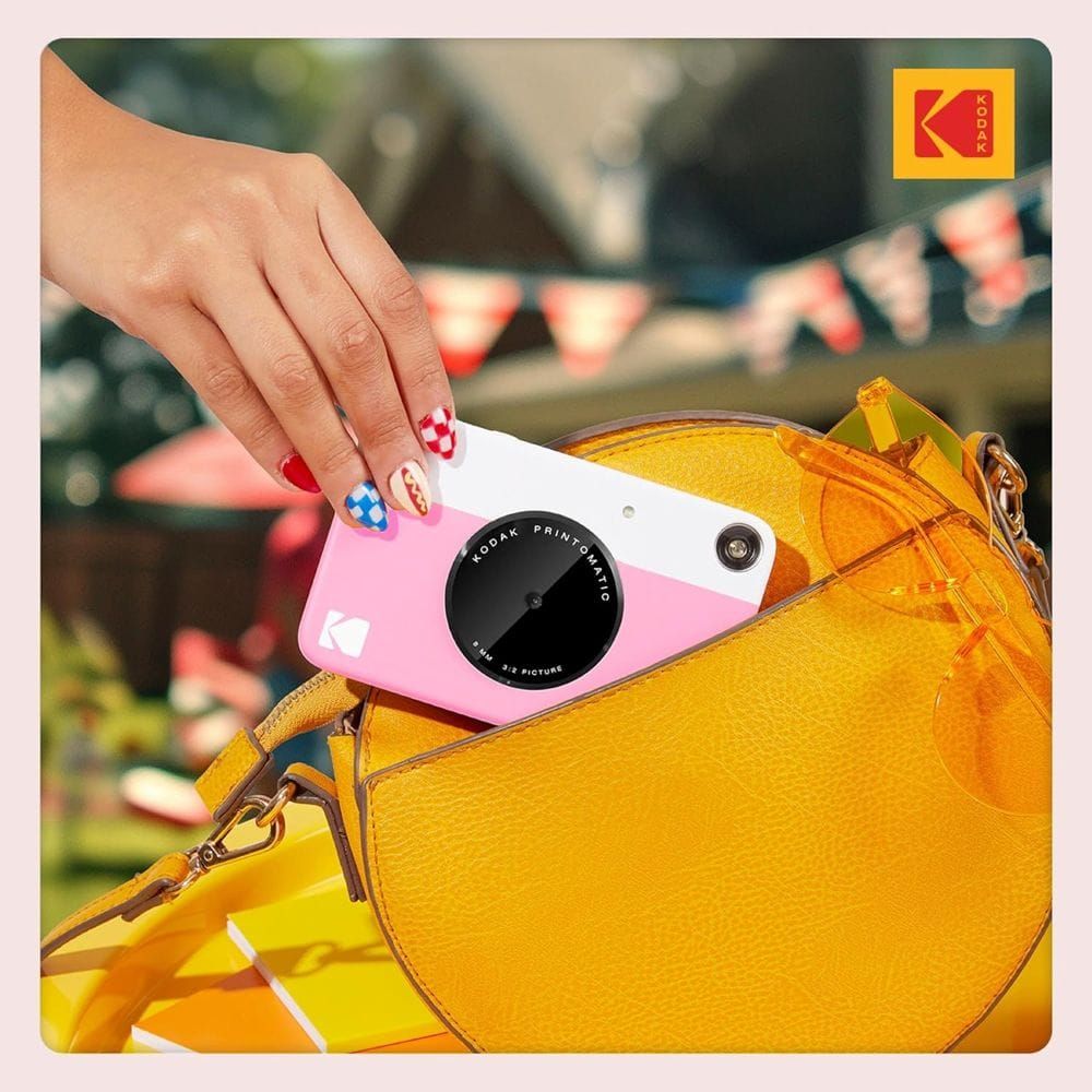 Kodak Printomatic Instant Print Camera, 5MP Sensor, Instant 2x3-Inch ZINK Photo Printing, Auto Flash, Optical Viewfinder & MicroSD Support | Pink - 840102197761