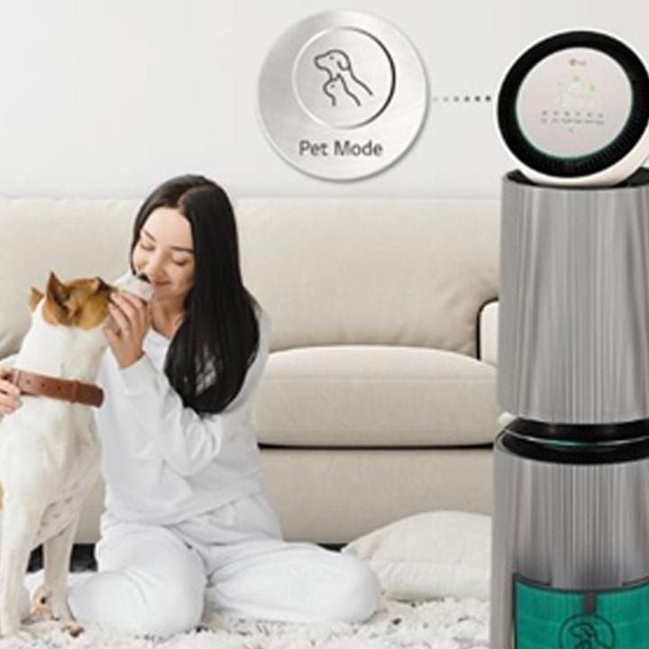 LG PuriCare Alpha Majlis 360° Air Purifier, 104m² Room Capacity, HEPA Filter, BLDC Motor, Smart indicator, AQI Status, UVnano - Natural Beige - AS10GDBY0