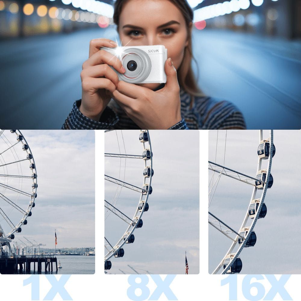 SJCAM ZV200 Digital Camera with 64MP Photos, 5K Video Recording, 18X Digital Zoom, 3.0-Inch Flip Screen & Wi-Fi Connectivity | White - 6972476163425