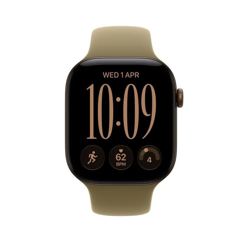 Apple Watch Series 12 GPS 46mm - Dark Bronze Aluminium Case with Olive Sport Band, M/L, Health & Fitness Tracking, Heart Rate & HRV Monitoring | MJEU4AF/A