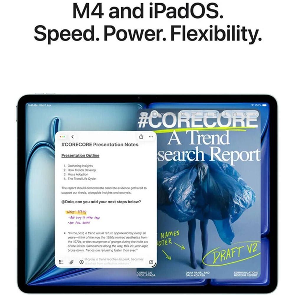 Apple iPad Air 13-inch Tablet, M4 Chip, Wi-Fi, 1TB Storage, Liquid Retina Display, Apple Intelligence, Touch ID | Blue - MH644AB/A