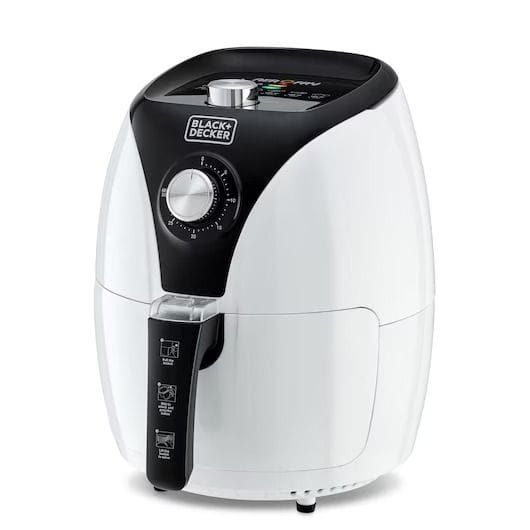 Black+Decker 3.5L Manual Air Fryer, 1.2kg Capacity, 1500W, Rapid Air Technology, Adjustable Temperature 80°–200°C, 30-Minute Timer | White | AF220-B5