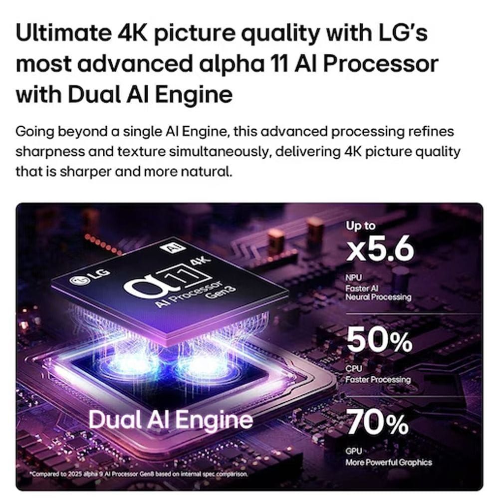 LG CS6 65" OLED evo AI 4K Smart TV, α11 AI Processor Gen3, Brightness Booster, 165Hz Gaming, Dolby Vision, webOS 26 | OLED65CS6VA.AMRG