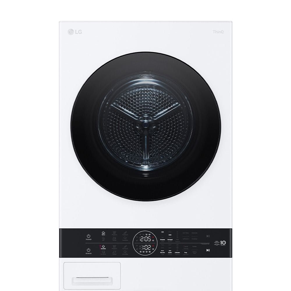 LG WashTower 12/10kg Washer Dryer, AI DD, TurboWash, Heat Pump Dual Inverter, Steam, ThinQ Wi-Fi, 1400 RPM | White - W4W8BVPKWHM.ABWPQLY