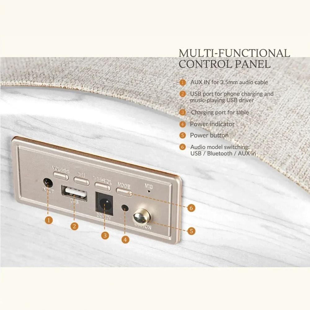 Nourest 4-in-1 Side Table with Inbuilt 70W Bluetooth Speaker - Touch Control, Wireless Charging, TWS Bluetooth Pairing | Grey