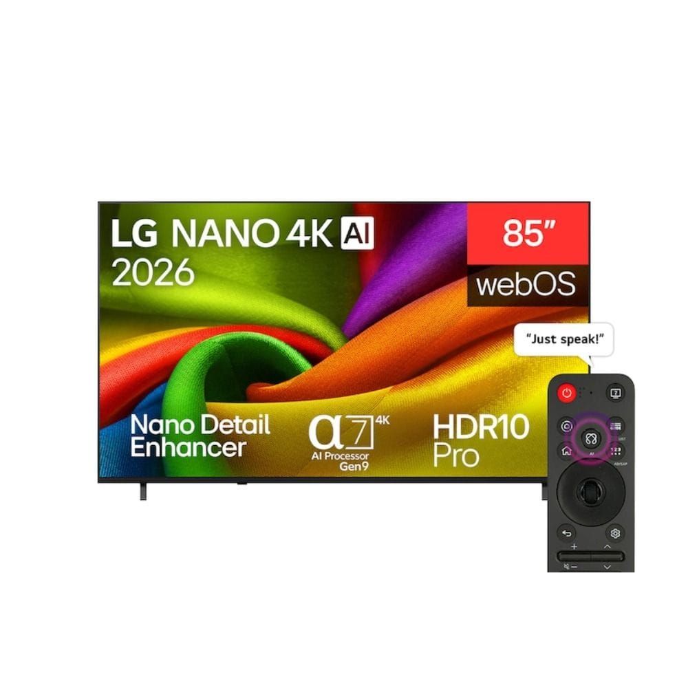 LG 85-Inch NANO 4K UHD AI NU85 NanoCell Smart TV, α7 AI Processor 4K Gen9, HDR10, Nano Detail Enhancer, webOS | 85NU850B6LA.AMRG