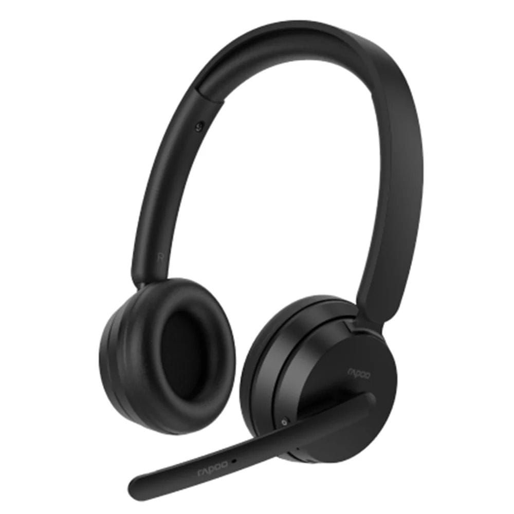 Rapoo Wireless Stereo Headset, Bluetooth 5.3 and 2.4GHz Wireless Connectivity, 40mm Drivers, Noise-Reduction Microphone, 15-Hour Battery Life | Black - H200