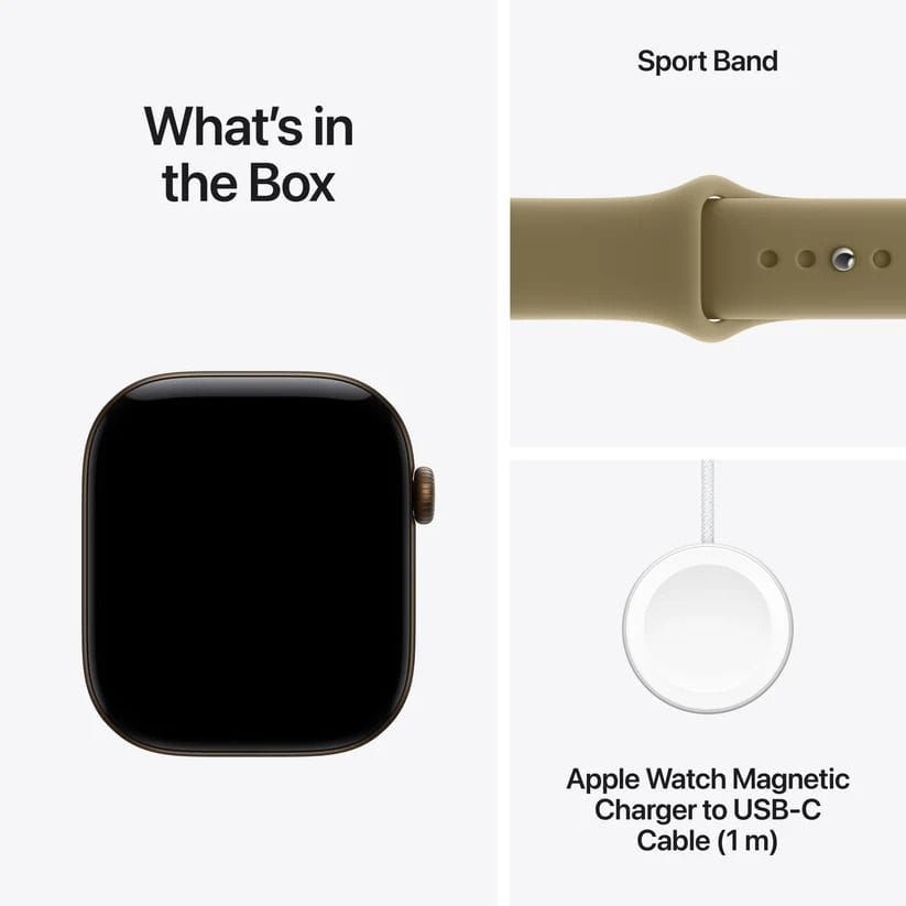 Apple Watch Series 12 GPS 46mm - Dark Bronze Aluminium Case with Olive Sport Band, M/L, Health & Fitness Tracking, Heart Rate & HRV Monitoring | MJEU4AF/A