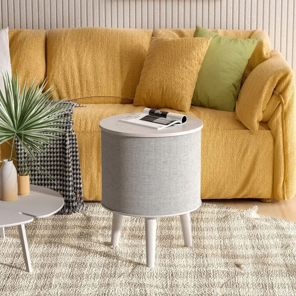 Nourest 4-in-1 Side Table with Inbuilt 70W Bluetooth Speaker - Touch Control, Wireless Charging, TWS Bluetooth Pairing | Grey