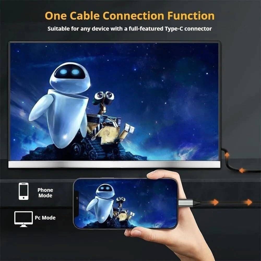 V2COM P4 Portable Monitor, 16" FHD IPS Display, 60Hz Refresh Rate, 1ms Response Time, HDR, Eye-Care Screen | Black