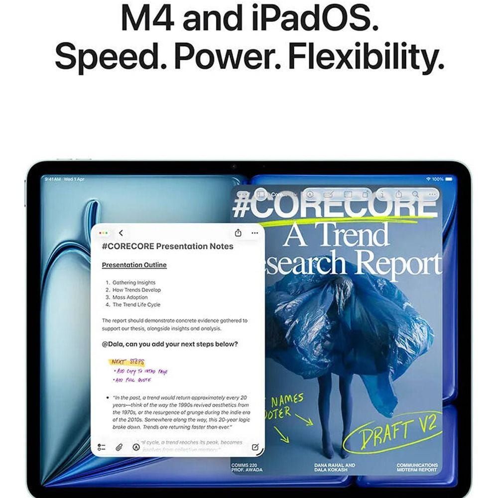 Apple iPad Air 13-inch Wi-Fi Tablet, 256GB Storage, Liquid Retina Display, Apple Intelligence, Touch ID | Blue - MH5V4AB/A