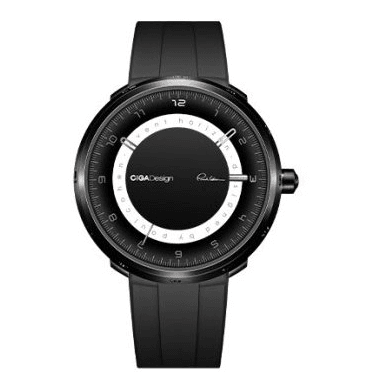 Ciga Design U-Series Black Hole Watch, 46mm 316L Stainless Steel Case, Seiko NH05 Movement, Fluororubber Strap, 3 ATM Water Resistant