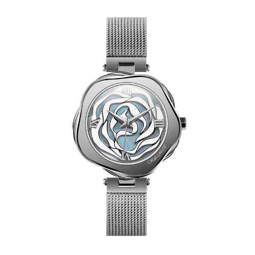 CIGA Design R-Series Danish Rose Watch, 316 Stainless Steel Case, Miyota GL36 Quartz Movement, Woven Steel Strap, Slim 7mm Profile, 3 ATM Water Resistant