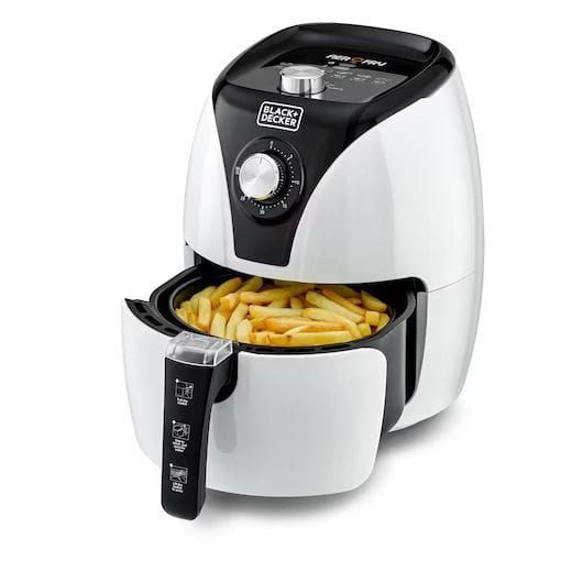 Black+Decker 3.5L Manual Air Fryer, 1.2kg Capacity, 1500W, Rapid Air Technology, Adjustable Temperature 80°–200°C, 30-Minute Timer | White | AF220-B5