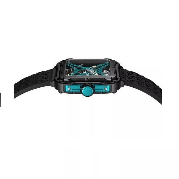 CIGA Design X Series Gorilla Skeleton Automatic Watch, Square Stainless Steel Case, Transparent Skeleton Dial, Sapphire Crystal, Silicone Strap, 30M Water Resistant