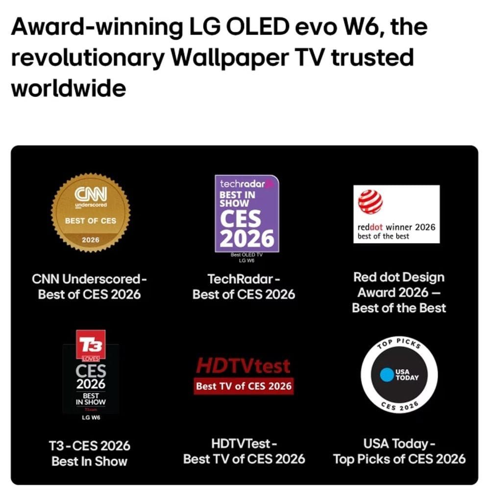 LG 77" Wallpaper Wireless OLED evo AI 4K Smart TV, Ultra-Thin Design, True Wireless Connectivity, Dolby Vision, webOS | OLED77W66LA.AMRG