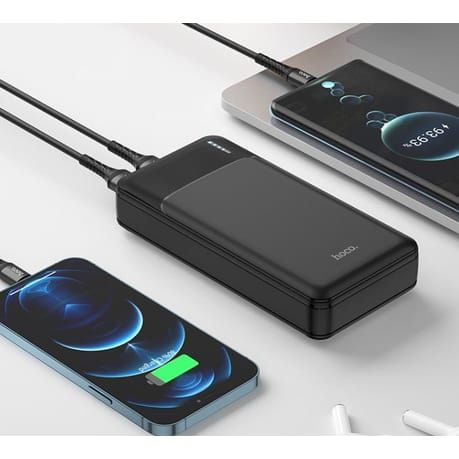 HOCO DB22 Brilliance 10000mAh Power Bank with Digital Display, Dual USB Fast Charging, Portable Battery Pack - Black