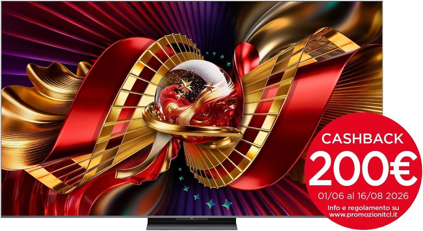 TCL 65 Inch 4K SQD Mini LED Smart Google TV, 144Hz, HDR 5000 Nits & 2,040 Dimming Zones, Dolby Atmos, B&O Audio, AirPlay 2 - 65C8L - Black