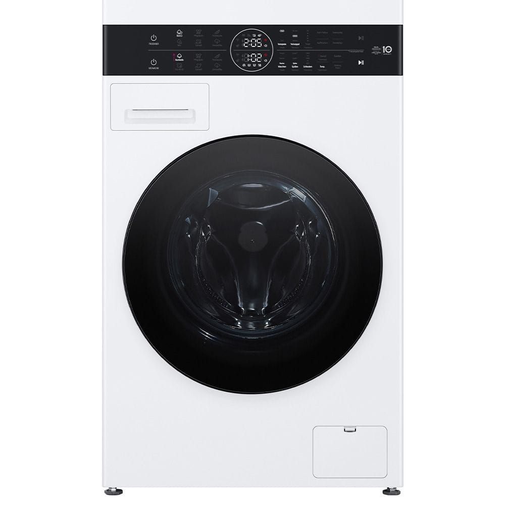 LG WashTower 12/10kg Washer Dryer, AI DD, TurboWash, Heat Pump Dual Inverter, Steam, ThinQ Wi-Fi, 1400 RPM | White - W4W8BVPKWHM.ABWPQLY