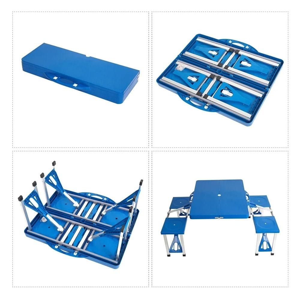 ALM Portable Folding Picnic Table with 4 Integrated Seats, Lightweight Outdoor Camping Table, Foldable & Travel-Friendly | ALM-PT4 | 0619091809227