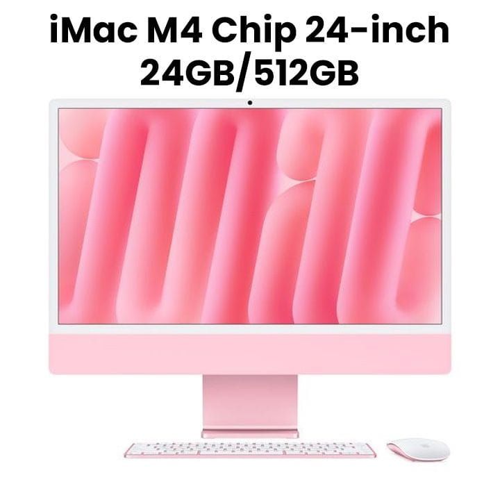 Apple iMac With Retina 24GB 512GB SSD 24 Inch, 4.5K Display, M4 Chip With 10-Core CPU And 10-Core GPU, Seamless Multitasking - Pink - MD2U4AB/A