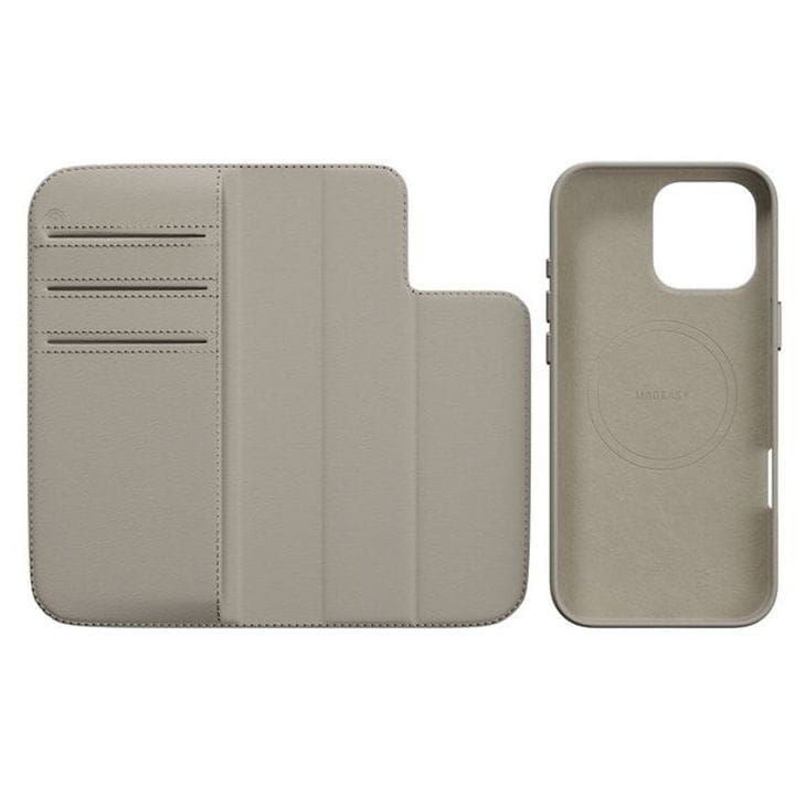MagEasy Magsafe Leather Flip Phone Case with Stand for iPhone 16 Pro Max Starlight| MPH67P263SI24