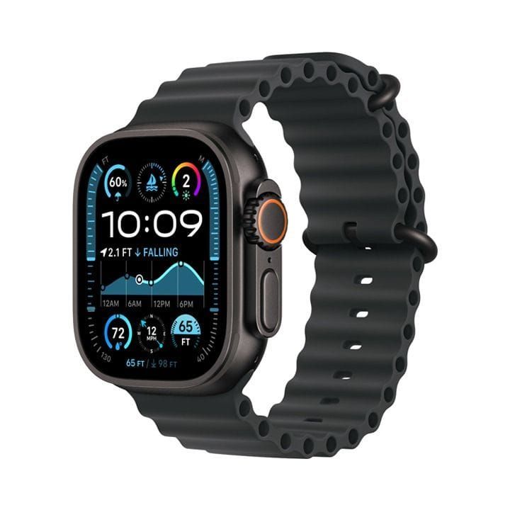 Apple Watch Ultra 2 GPS + Cellular 49mm, Long Lasting Performance, Smooth Finish Design - Black Titanium Case With Black Ocean Band - MX4P3QA/A