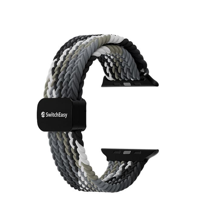 SwitchEasy Candy Braided Nylon Watch Loop with Magnetic Lock for Apple Watch Series 4-Series 9 38/40/41mm Black/Gray | SAW341237BY24