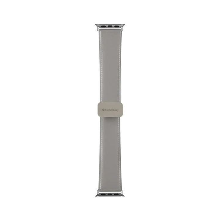 SwitchEasy Genuine Leather Watch Band with Magnetic Lock for Apple Watch Series 4-Series 9 42/44/45/49mm Gray | SAW459238GR24