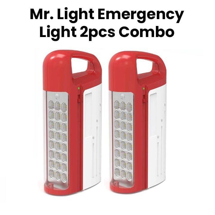 Mr. Light Emergency Light Combo 2 Pieces, Long-Life Rechargeable, 10 Hours Charging Time, Lighting Source Of 24 LEDs - Red/White - MR588